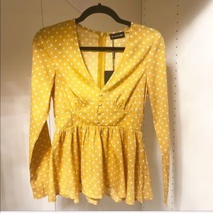 PrettyLittleThing Polka Dot Peplum Blouse